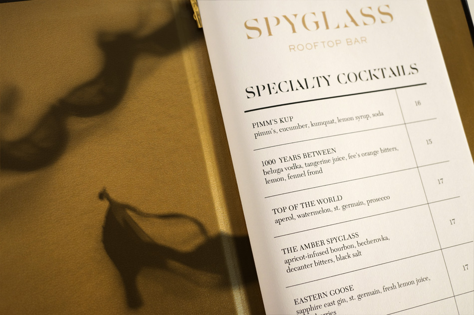 Detail of Spyglass Cocktail Menu Layout Interior